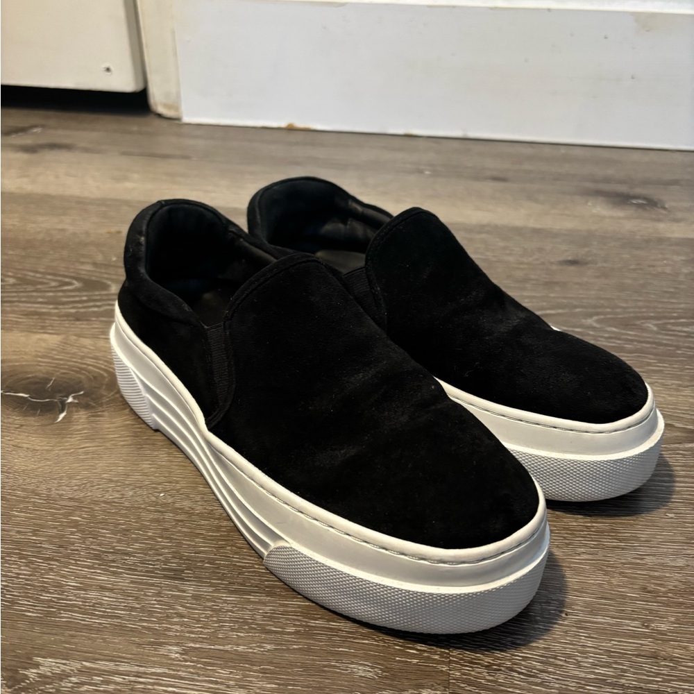 J Slides Black Suede Slip-On Sneakers